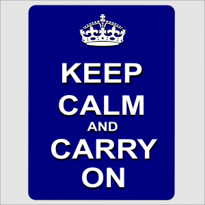 Keep Calm and Carry On Blue